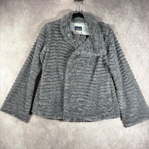 Patagonia Pelage Fleece Jacket Womens Size Small Grey Plush Sherpa Wrap Faux Fur
